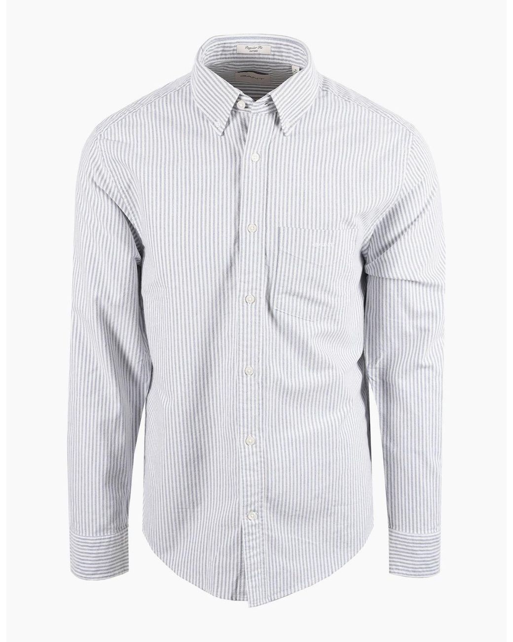 Gant Blue Reg Fit Brushed Oxford Stripe Shirt Crisp for men