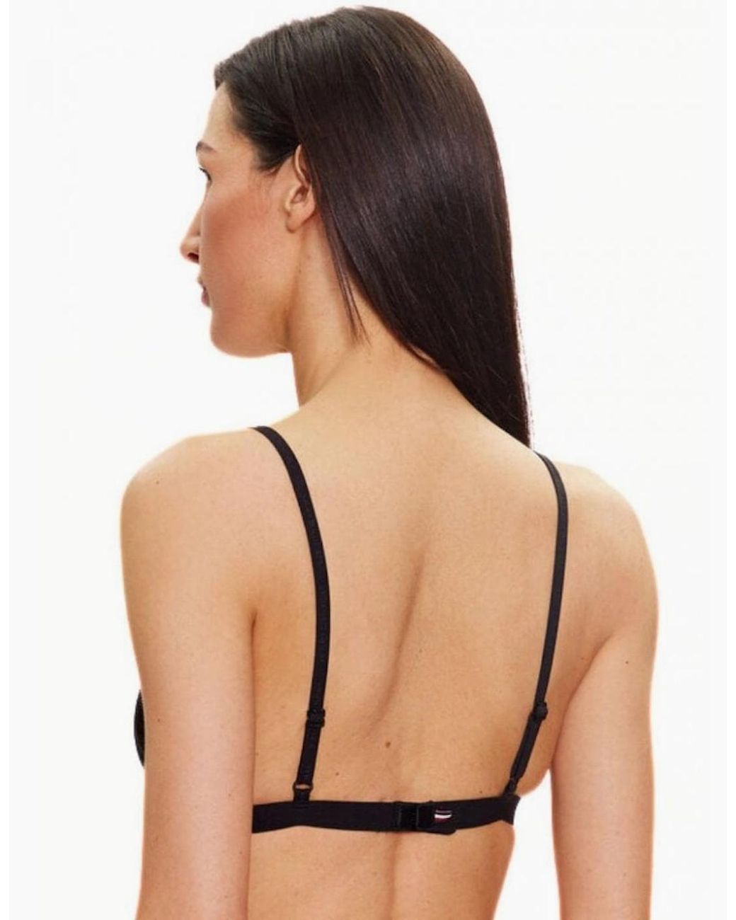 Tommy Hilfiger Black Th Tonal Logo Lace Unlined Triangle Bra