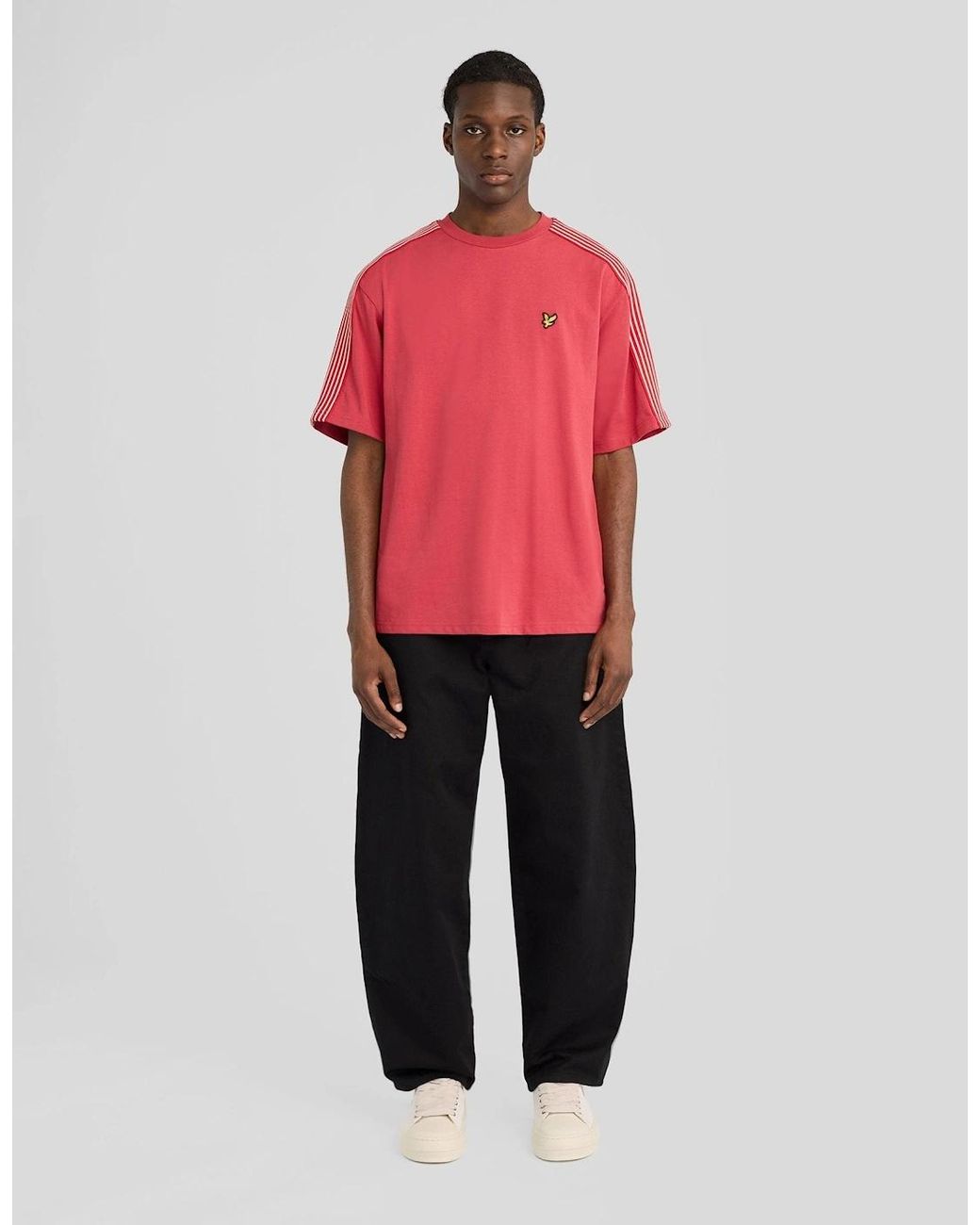 Lyle & Scott Red Stripe Taped Cotton T-Shirt for men