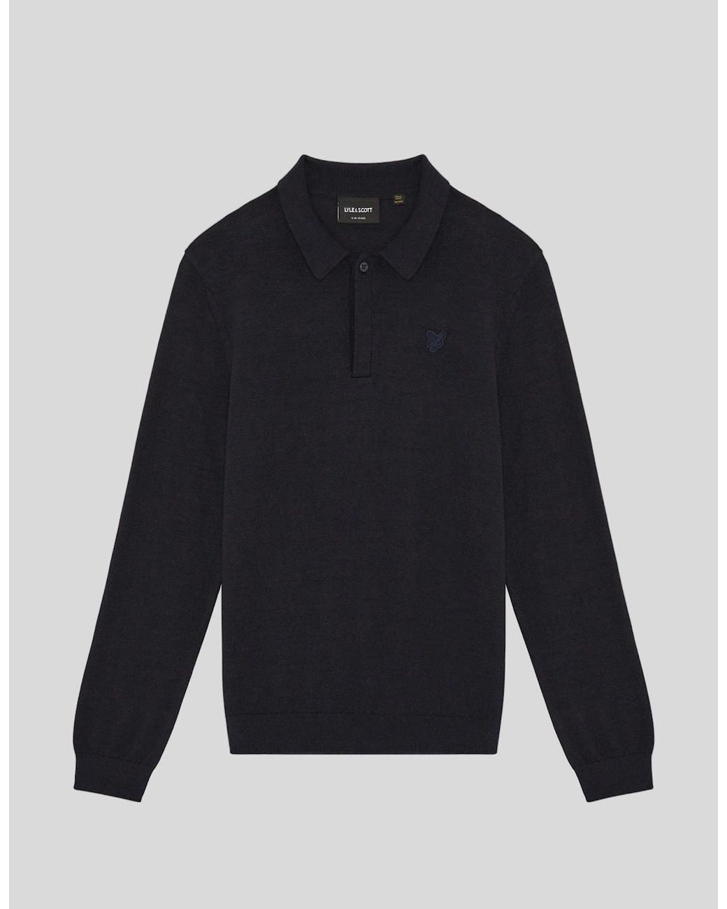 Lyle & Scott Blue Long Sleeve Cotton Polo Shirt for men