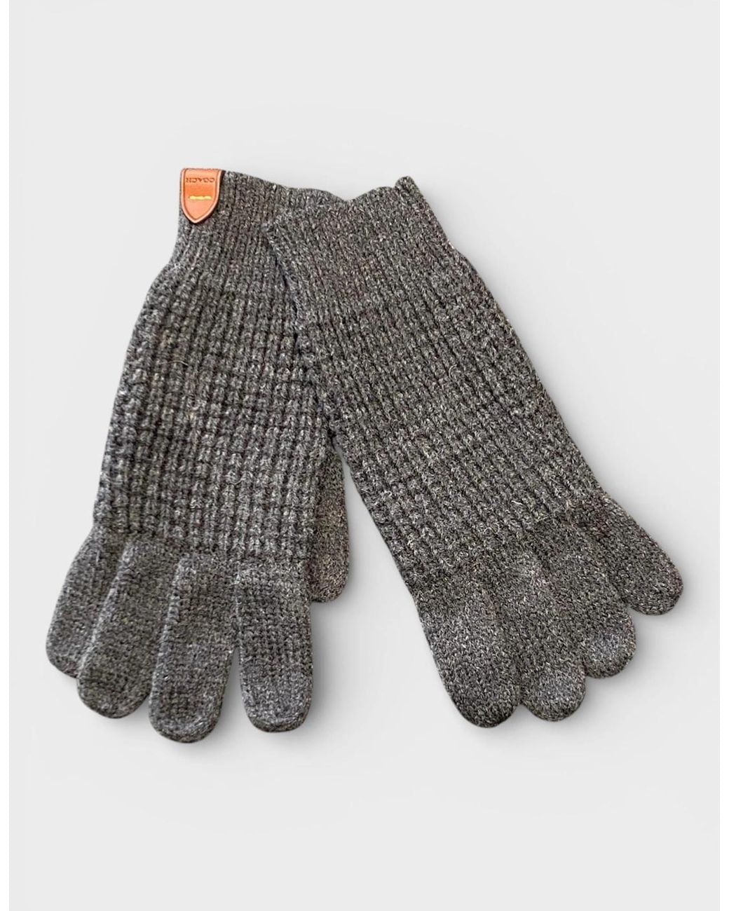 COACH Black Waffle Beanie Hat, Scarf & Glove Set Charcoal for men