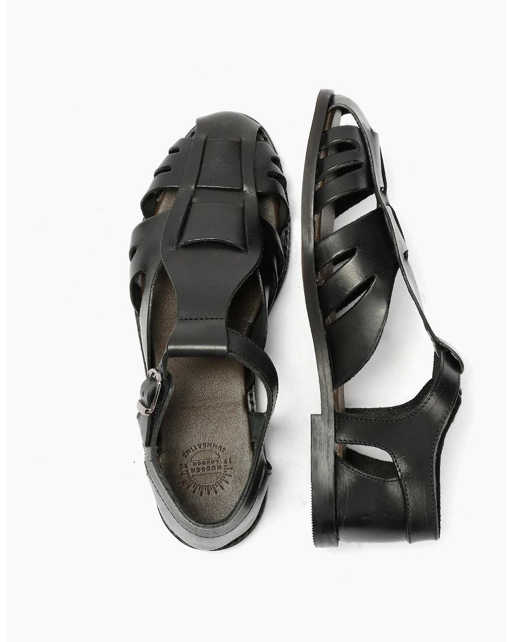 Hudson Black Nova Veg Tanned Leather Sandal