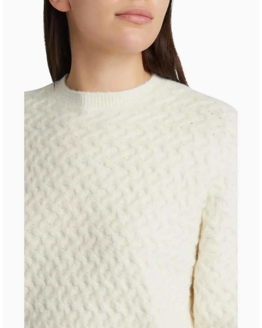 Ted Baker Natural Morlea Horizontal Cable Ivory Crewneck Sweater