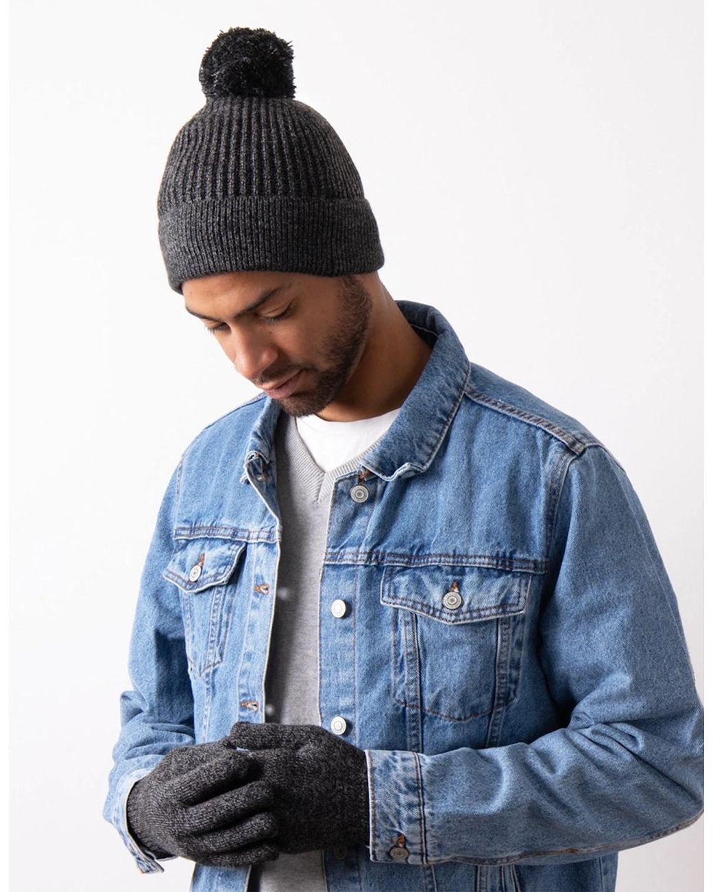 Totes Blue Hat & Glove Set for men