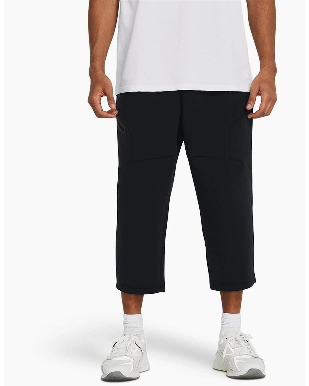 Under Armour Blue Fleece Solid Patterned Baggy Sweatpants for men