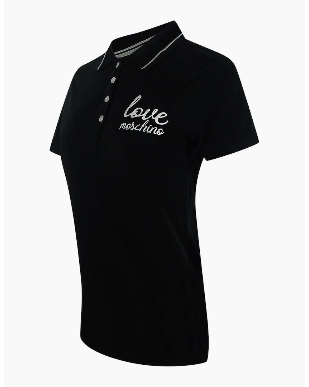 Love Moschino Black Signature Logo Polo Shirt