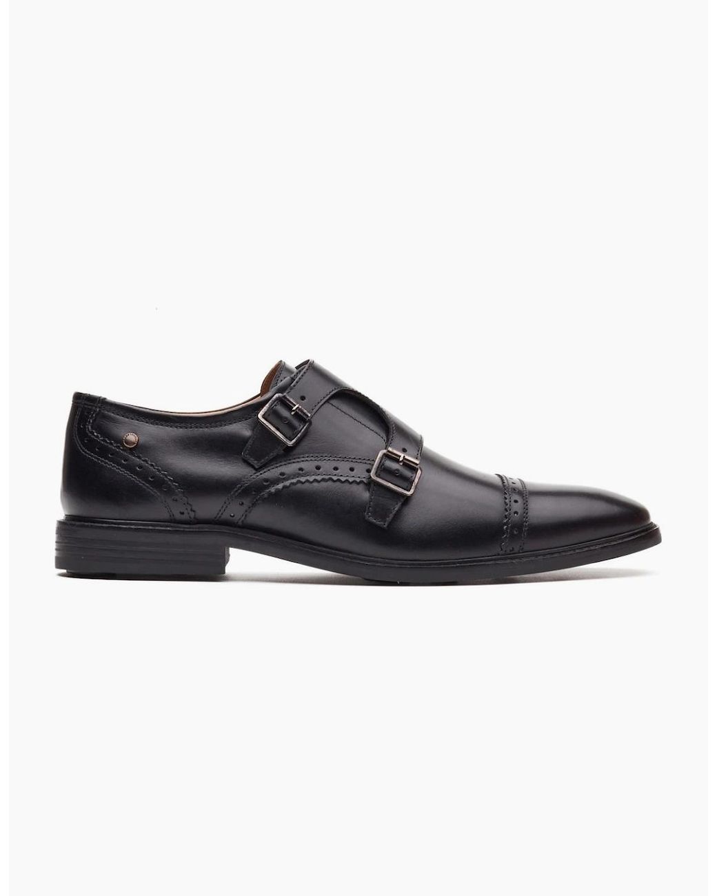 Base London Black Henley Monk Shoes for men