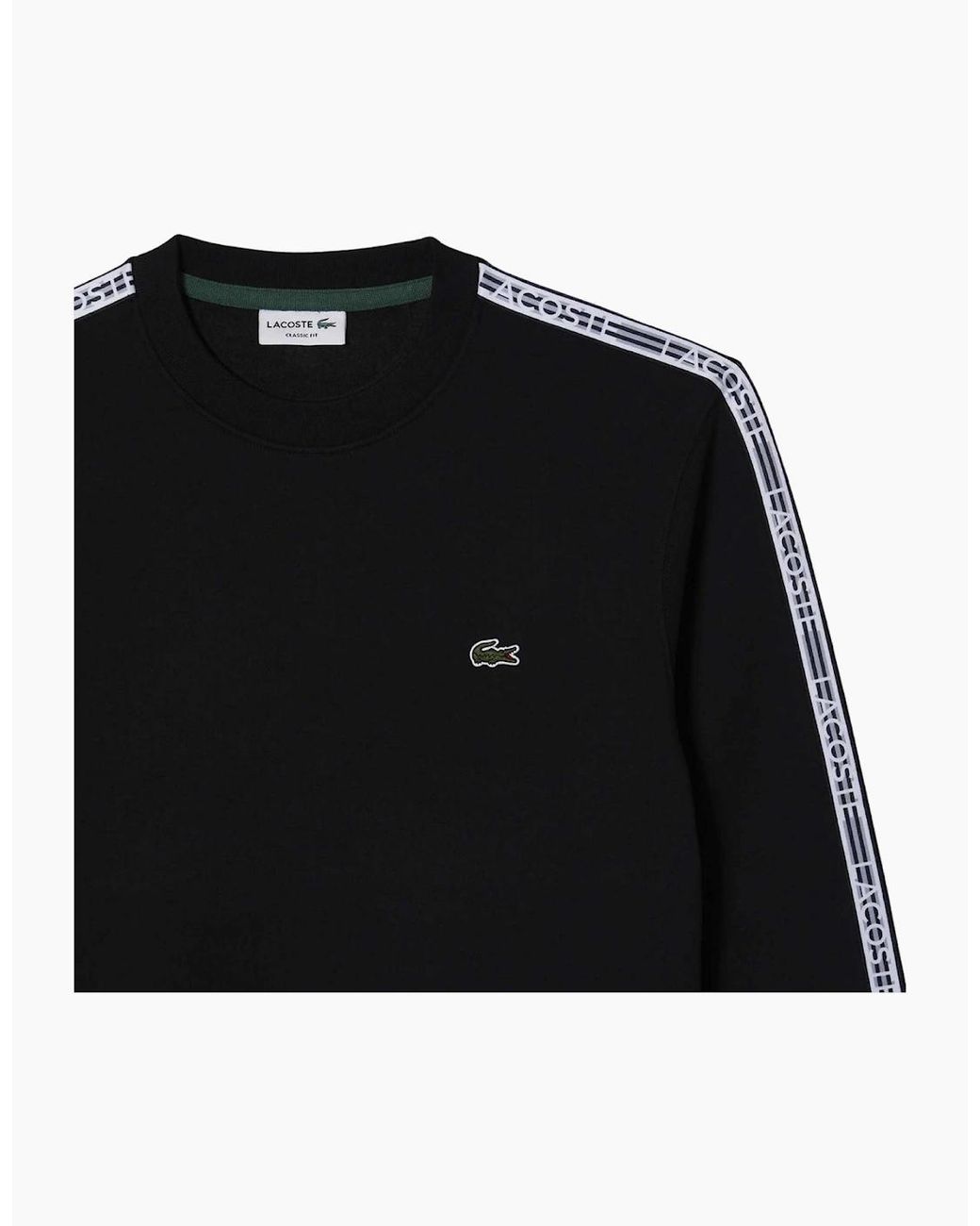 Lacoste Black Branded Tape Crewneck Jumper for men