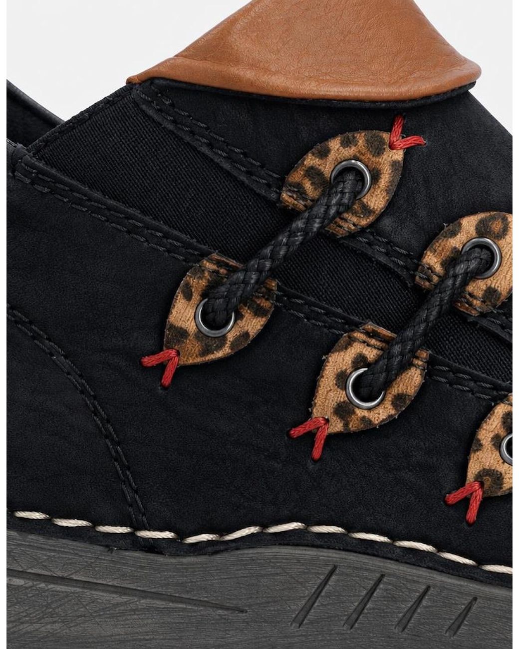 Rieker Black 72581 Ankle Boots/Leopard-Nut/Cayenne
