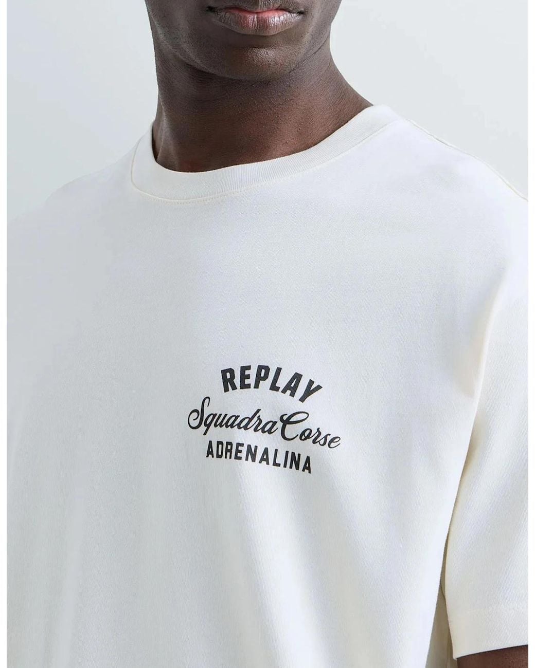 Replay White Biker Graphic T-Shirt for men