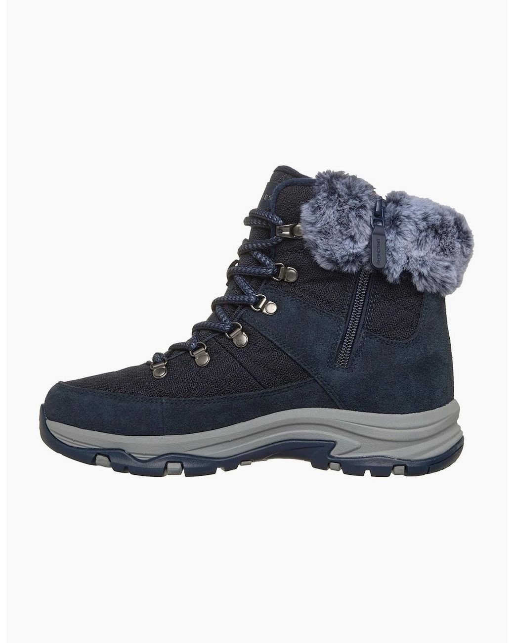 Skechers Blue Trego Stormie Frost Leather Winter Ankle Boots