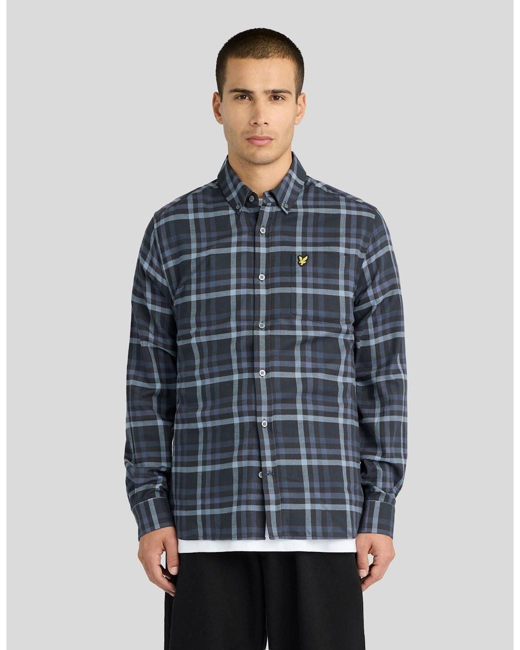 Lyle & Scott Blue Tonal Check Shirt for men