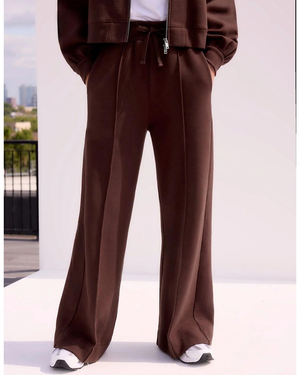 Ro&zo Red Chocolate- Wide-Leg Sweatpants