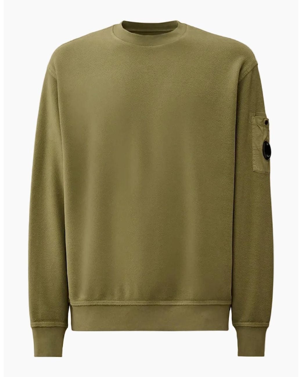 C P Company Green Brushed Fleece Lens Sweat for men