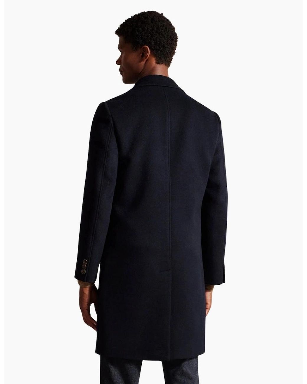 Ted Baker Blue Wilding Wool Blend Overcoat for men