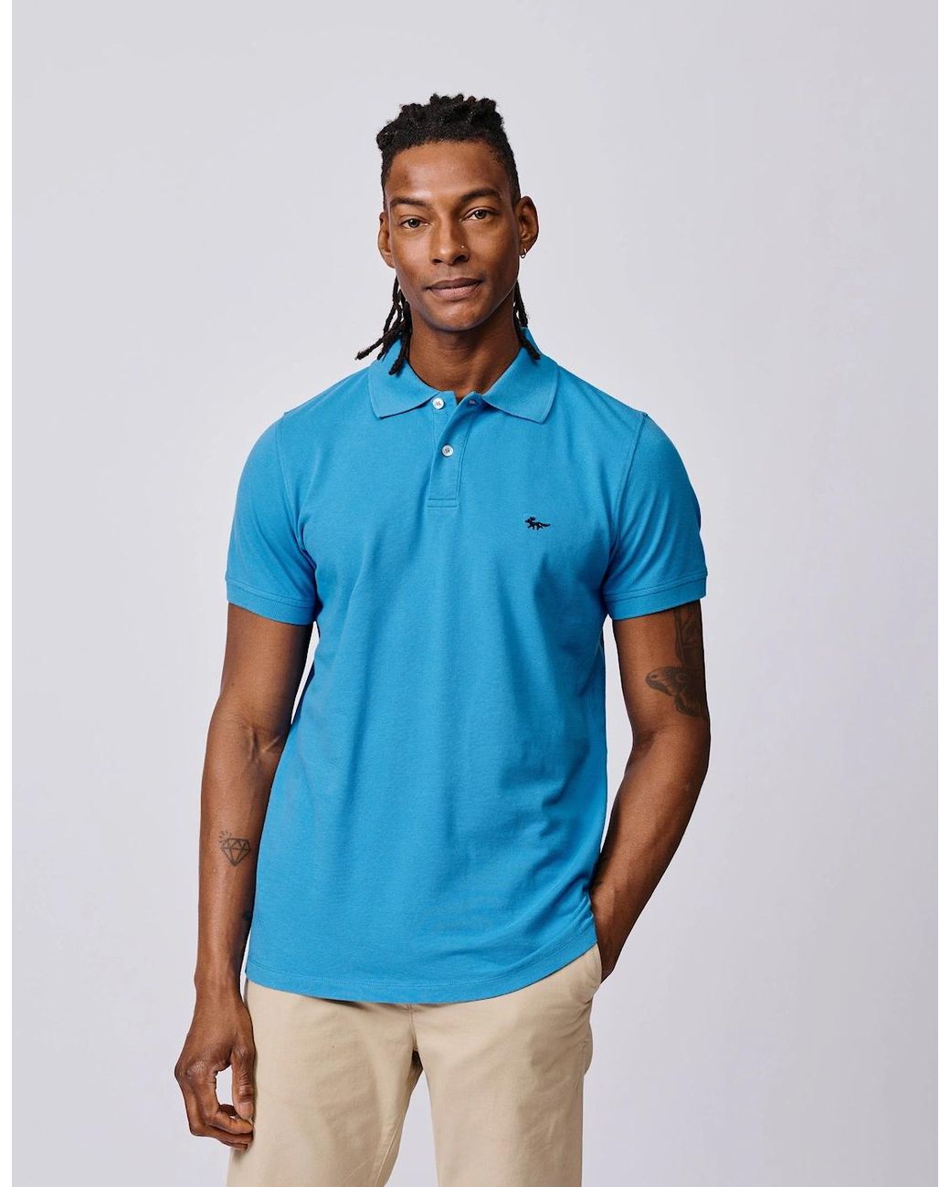 aubi Blue Oliver Pique Polo for men