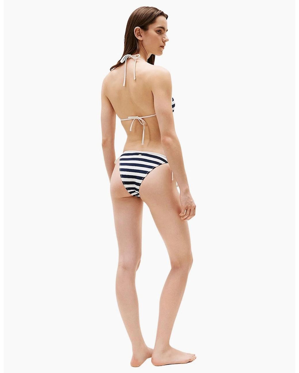 Tommy Hilfiger Blue Nautical Stripe Ribbed Triangle Bikini Top, /Ivory