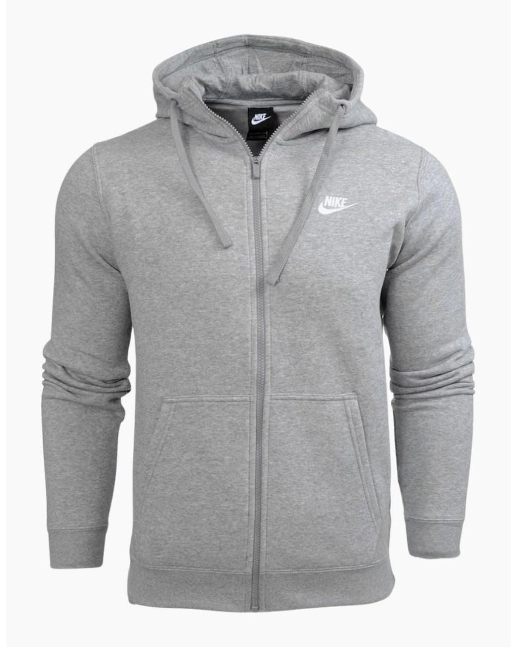 Nike Gray Club Fleece Pullover Full Zip Hoodie for men