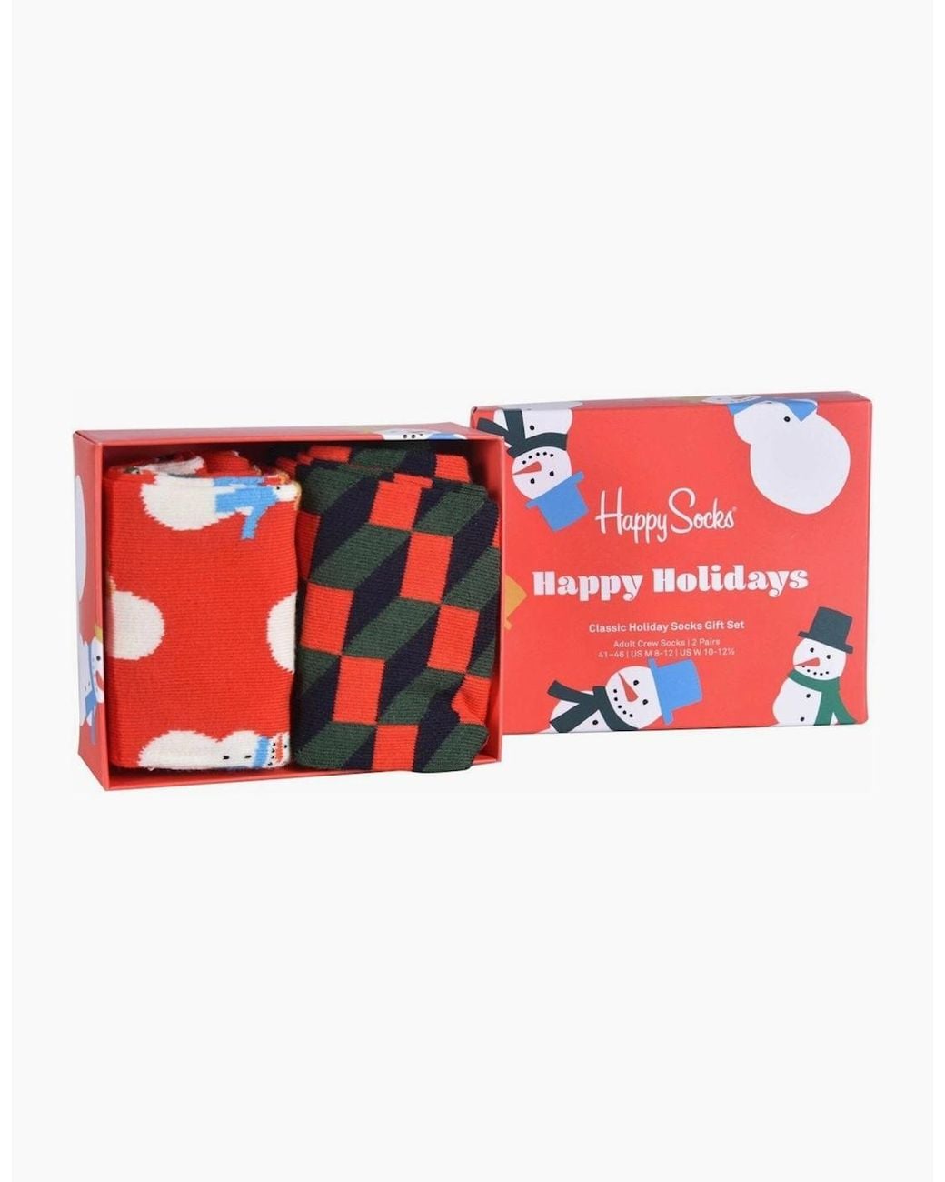 Happy Socks Red 2-Pack Snowman Socks Gift Box for men