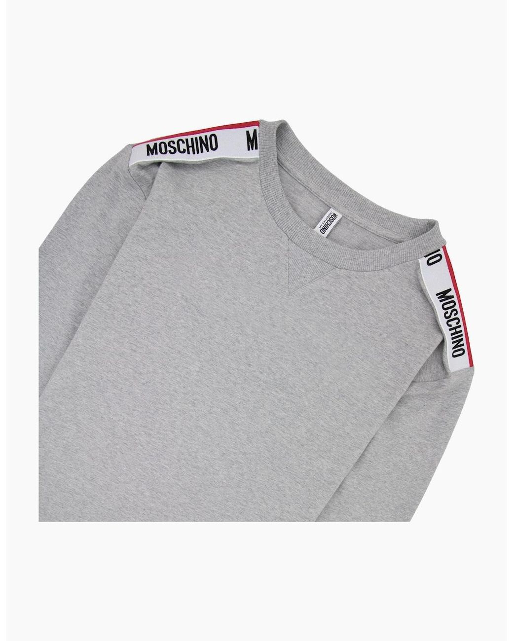 Moschino Gray Underwear Shoulder Tape Logo Sweatshirt Light for men