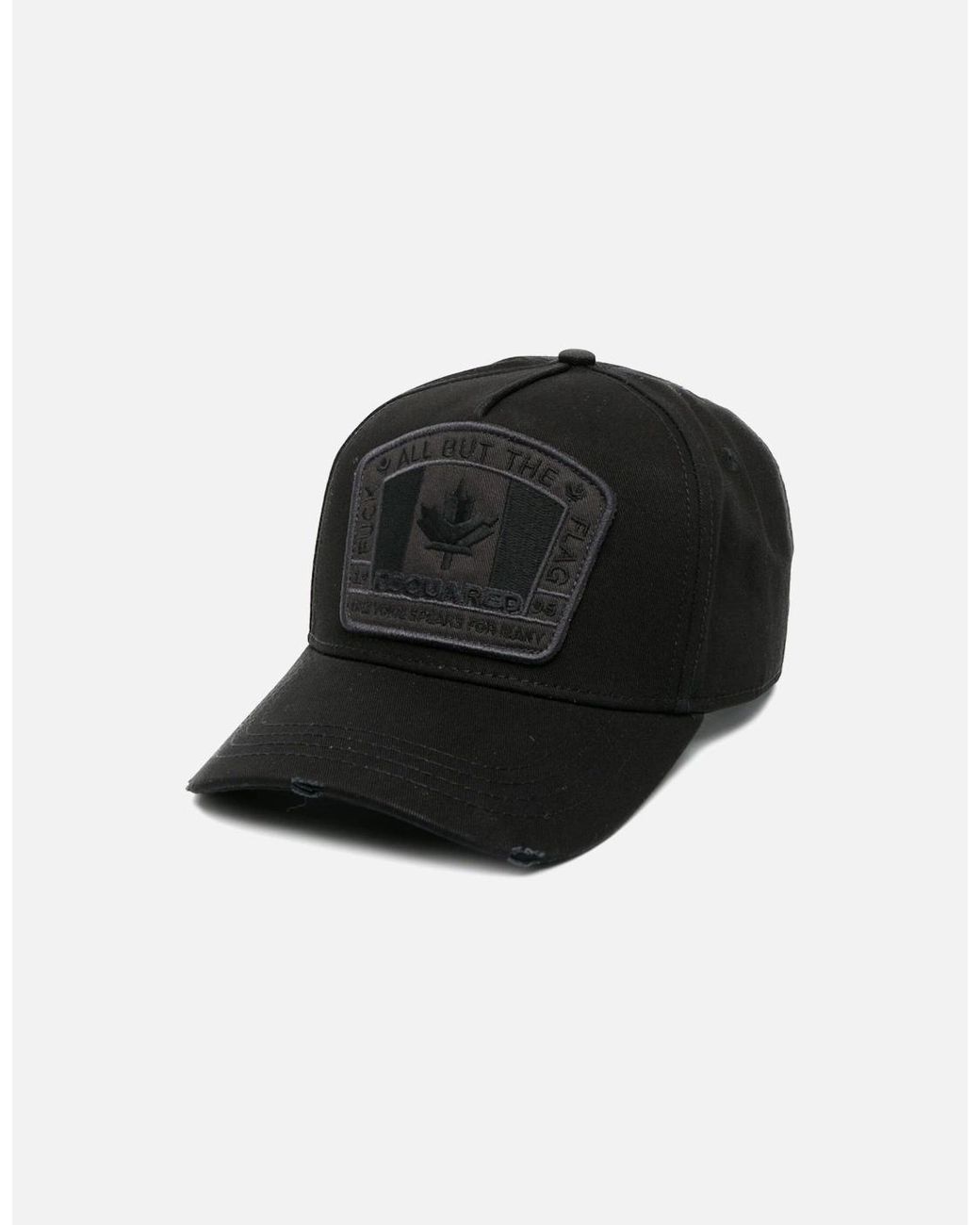 DSquared² Black Tonal Flag Cap for men