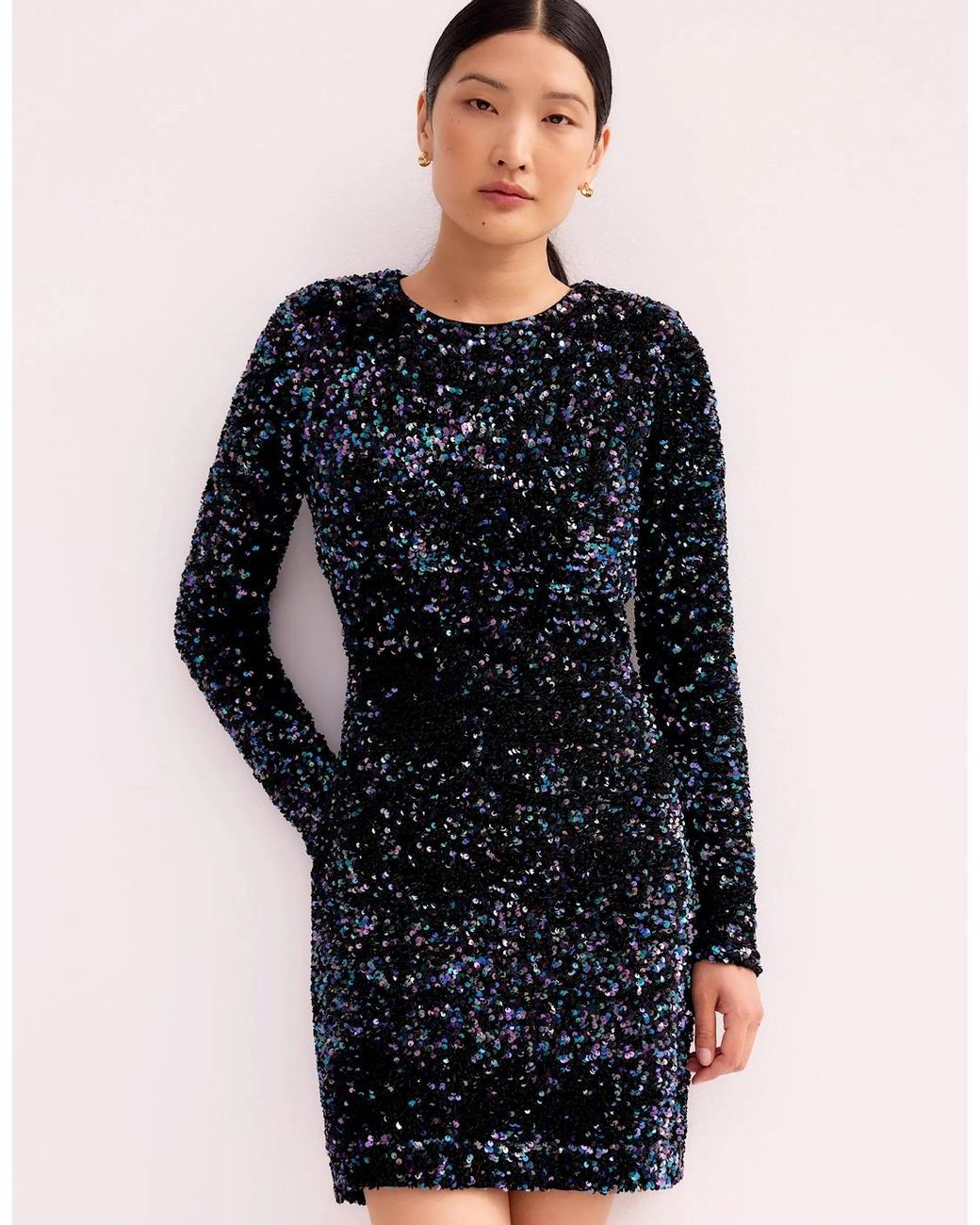 Ro&zo Blue Evie Sequinned Long-Sleeved Mini Dress