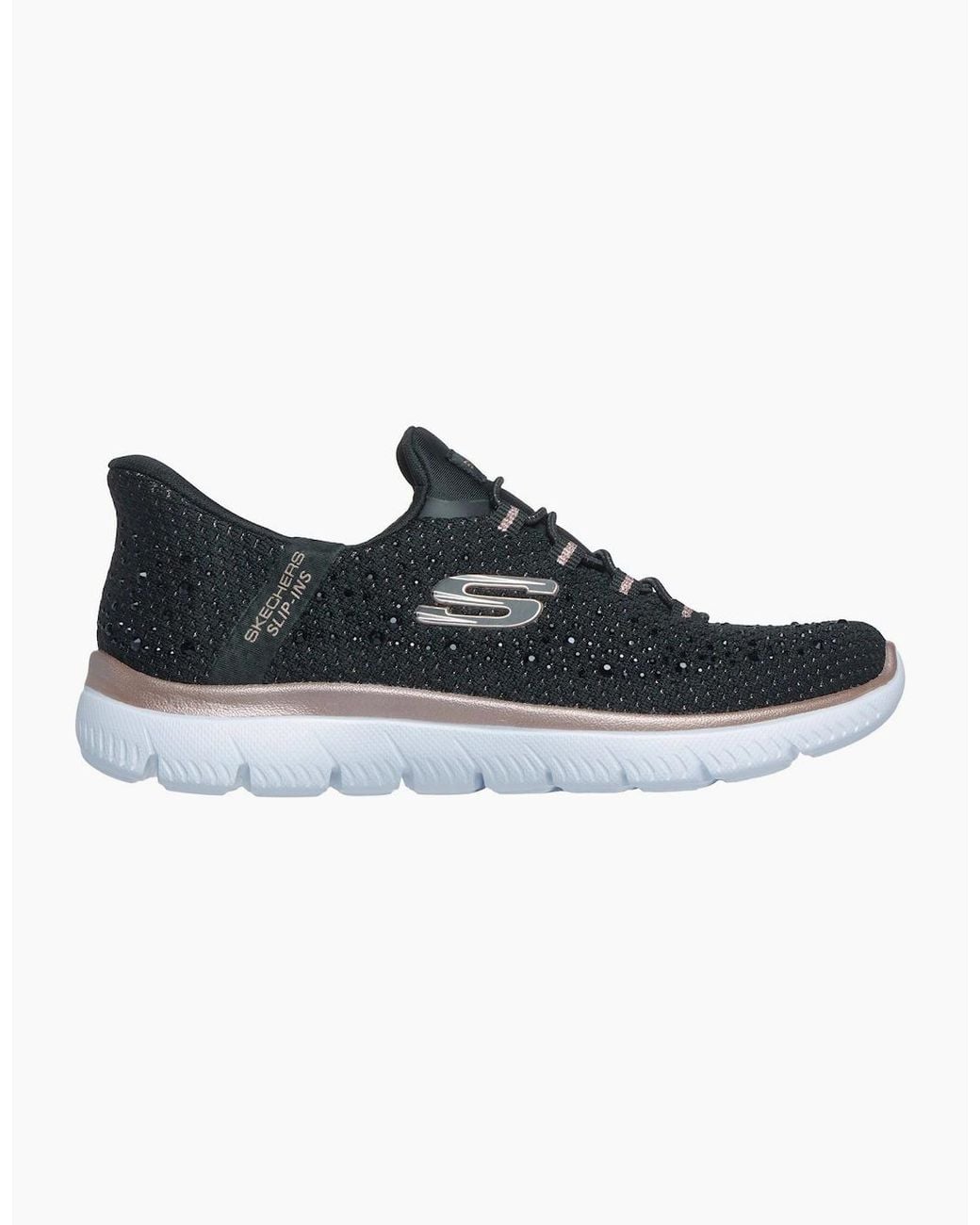 Skechers Black Summits Brilliant Shine Mesh/Rose Trim Trainers