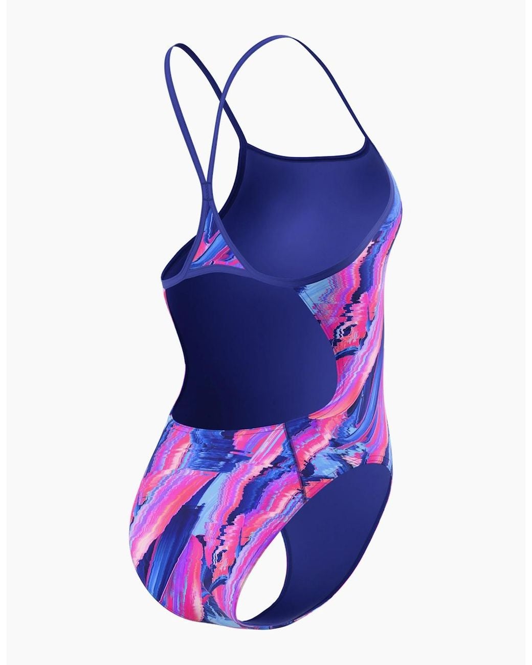 Speedo Purple Ladies Turnback Printed One Piece Swimsuit