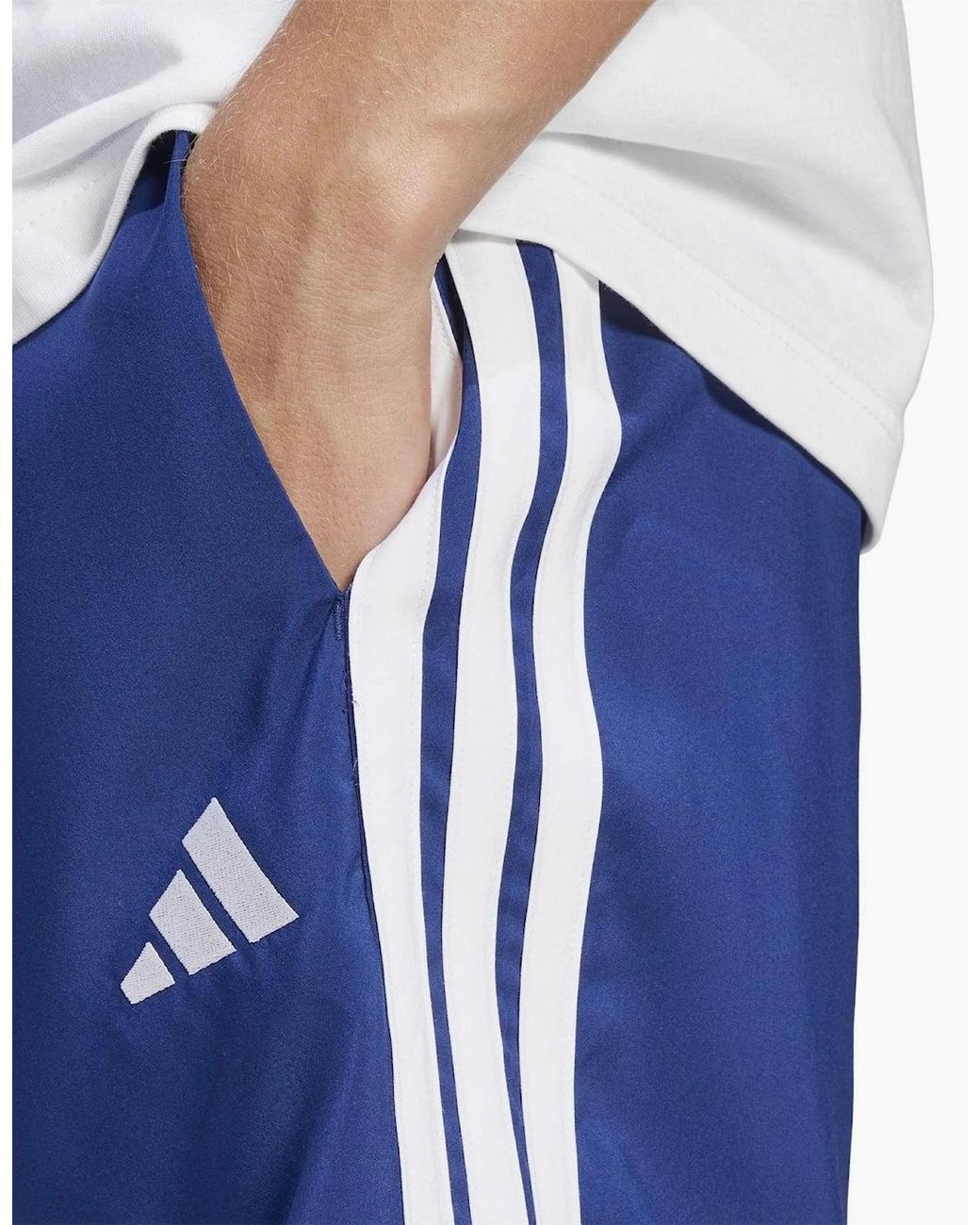 Adidas Blue Essentials 3 Stripes Shorts for men