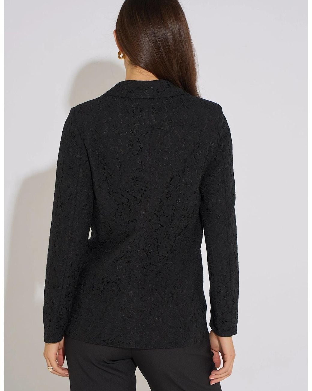 Gini London Black Lace Bonded Blazer