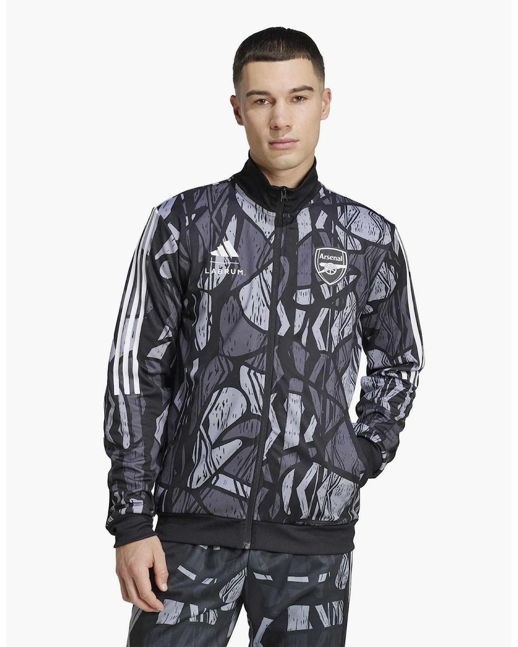 Adidas Blue Arsenal Tiro Mock Neck Full Zip Long Sleeve Track Top for men