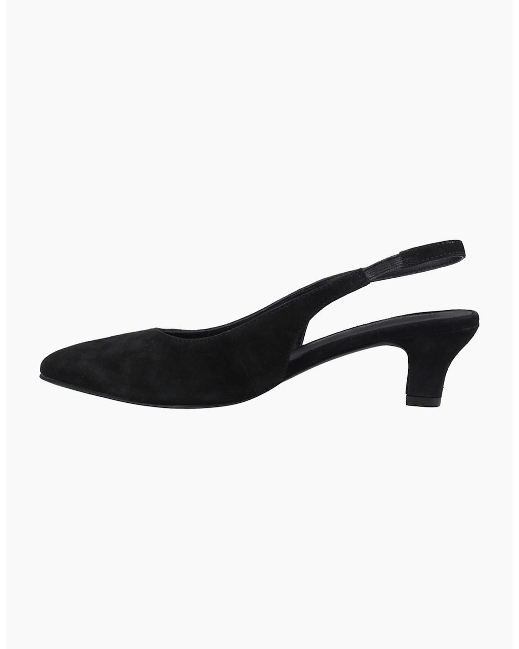Hush Puppies Black Nahla Suede Heel Leather Round Slingback Shoes