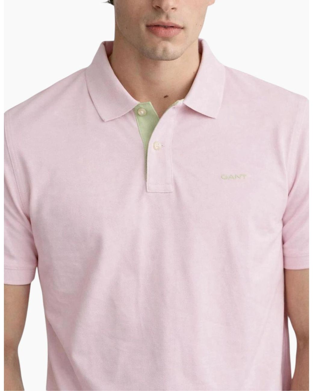 Gant Pink Polo Shirt Contrast Short Sleeve Summer Polo Cotton for men