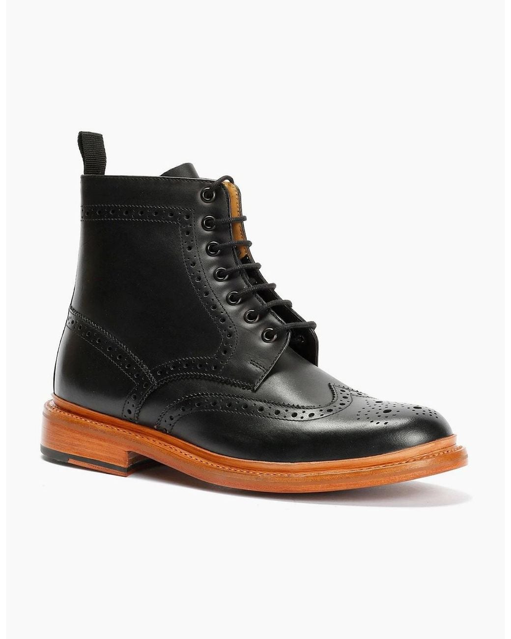 Chapman & Moore Black Walter Brogue Leather Boots for men