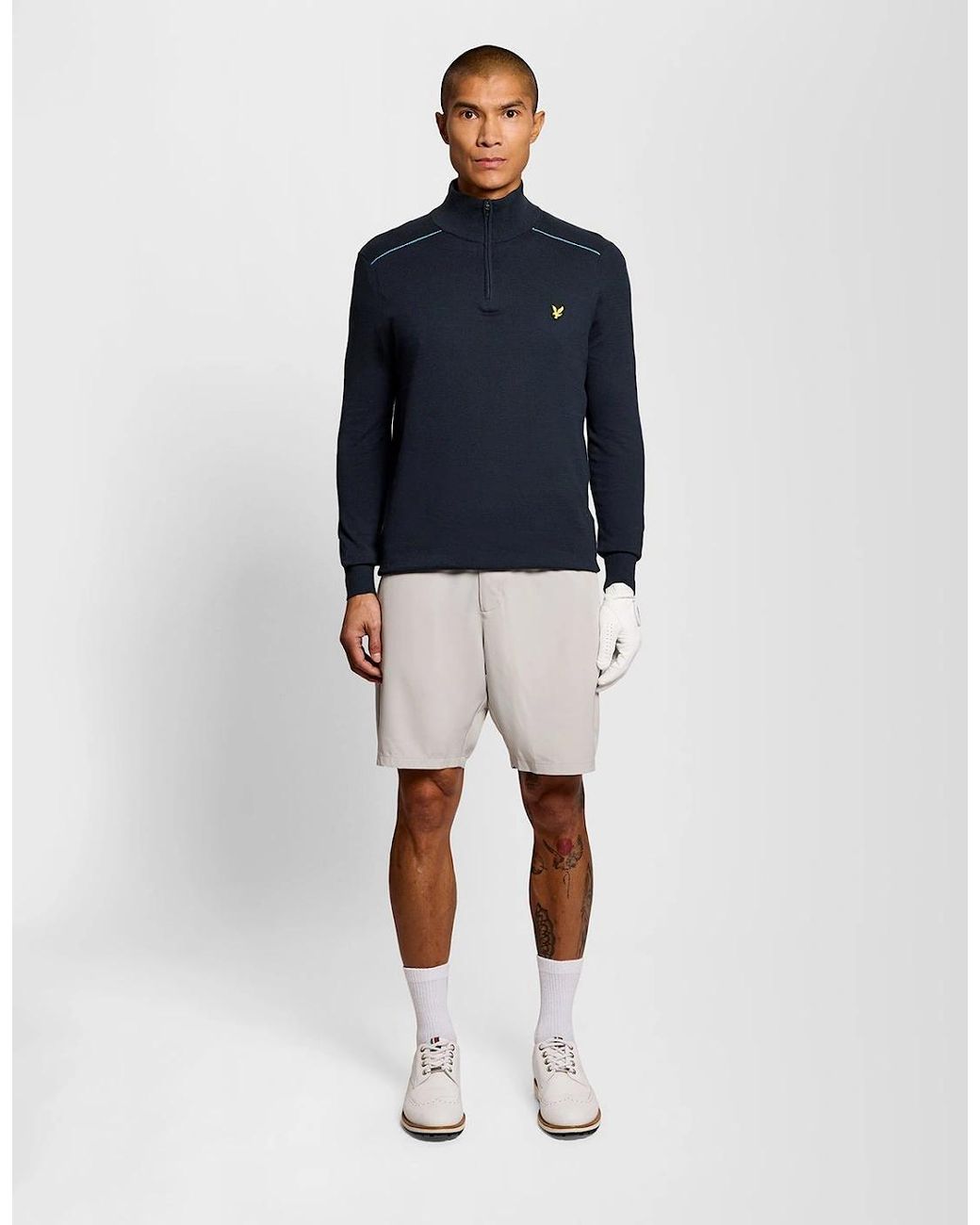 Lyle & Scott Blue Cotton Tipped 1/4 Zip Jumper for men