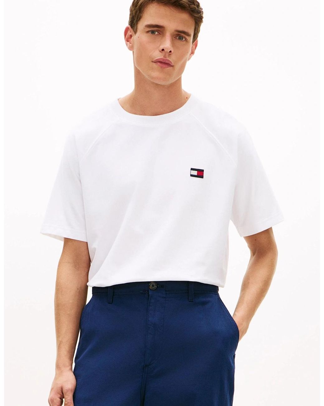 Tommy Hilfiger White Tommy Flag Elevated T-Shirt for men
