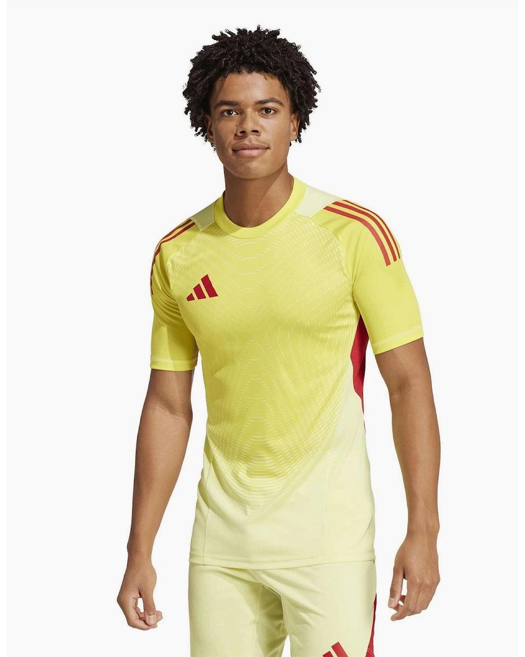 Adidas Yellow Slim Fit Crew Neck Raglan Sleeve Jersey T-Shirt for men