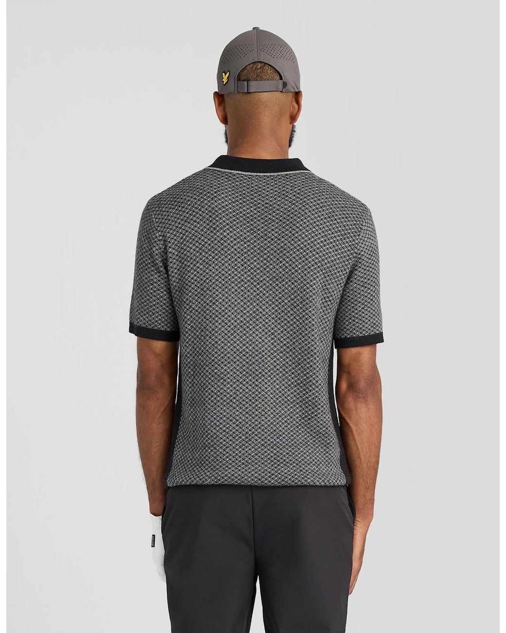 Lyle & Scott Gray Cashmere Blend Cross Hatch Polo Shirt for men