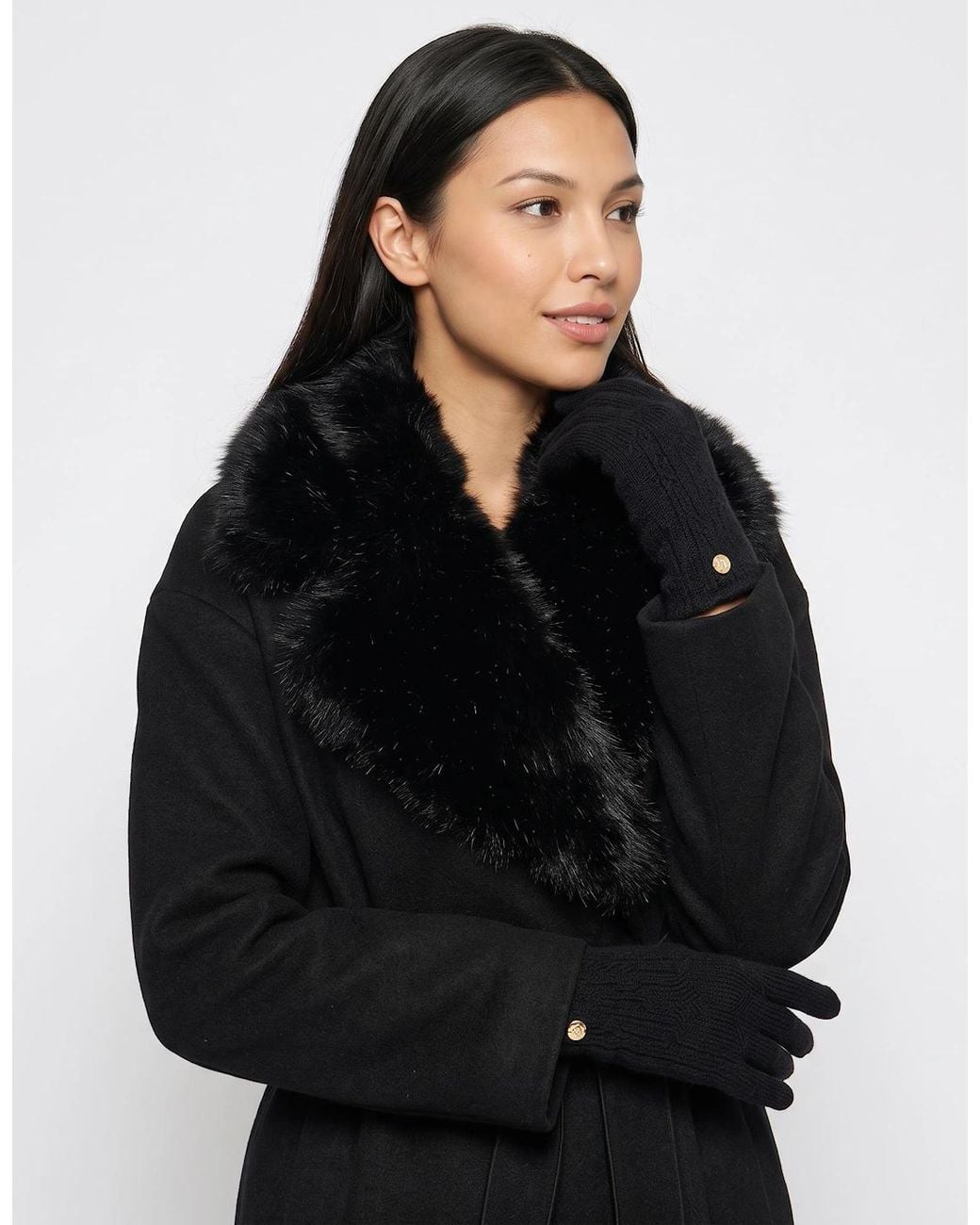Gini London Black Button Detail Gloves