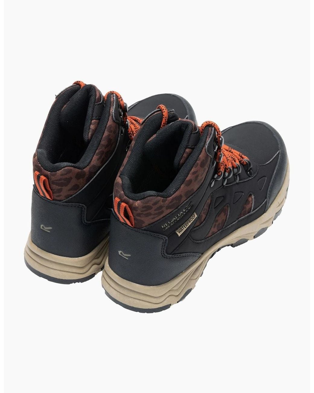 Regatta Black Ladies Vendora Leopard Synthetic Leather Walking Boots