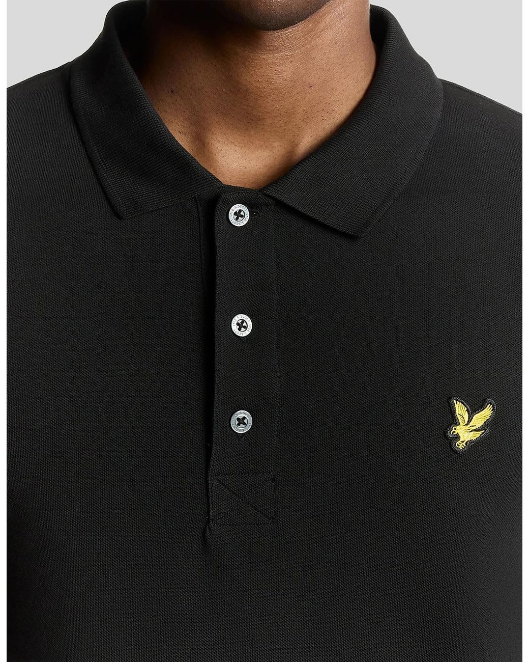 Lyle & Scott Black Long Sleeve Cotton Polo Shirt for men