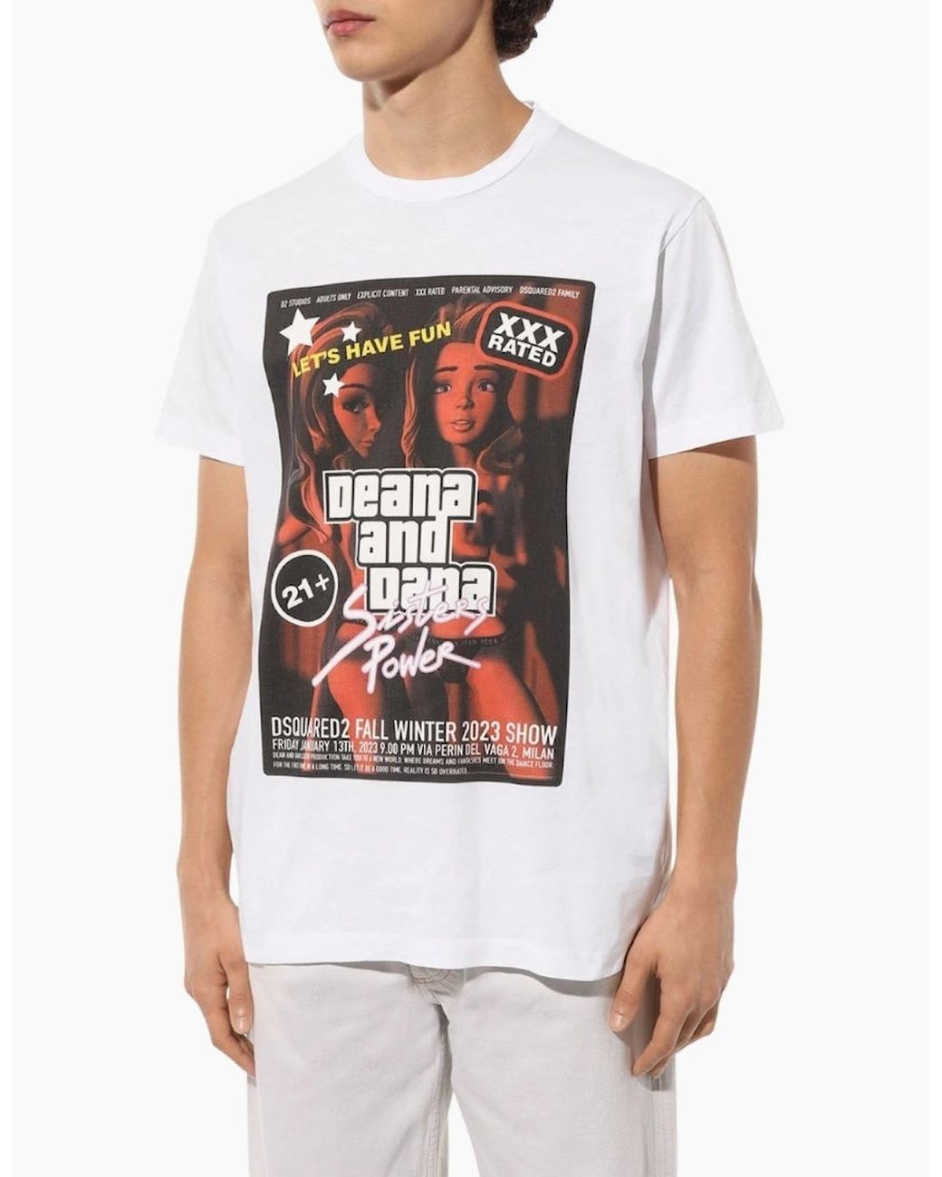 DSquared² White Deana And Dana Graphic T-Shirt for men