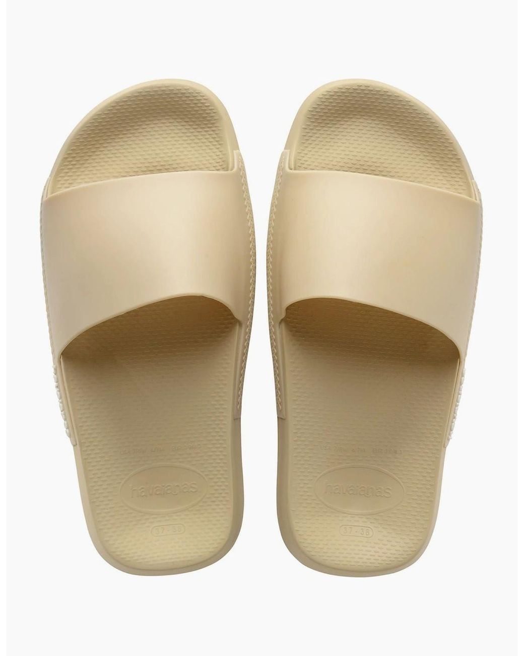 Havaianas White Solid Patterned Open Toe Slide Sandals