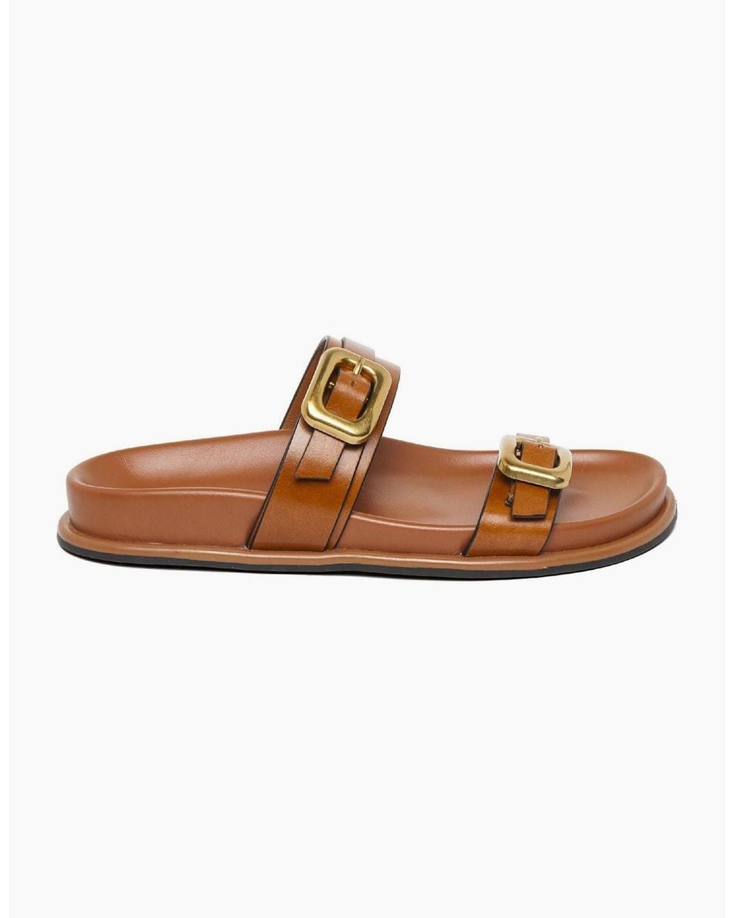 Steve Madden Brown Zaz Open Toe Flat Slide Sandals