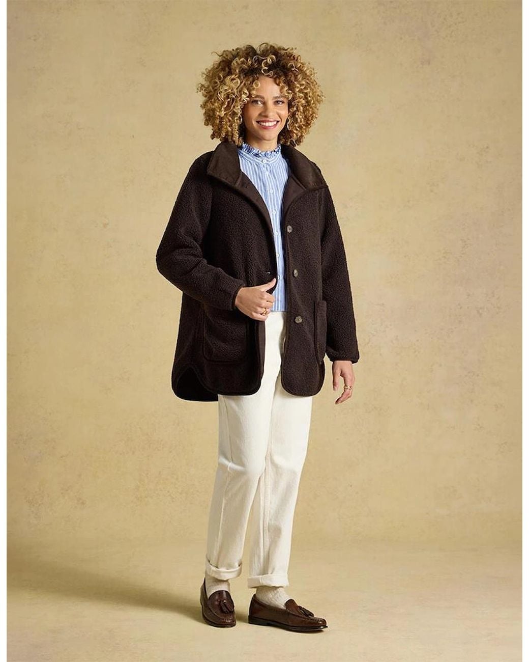Joules Brown Sadie Longline Longline Jackets Chocolate
