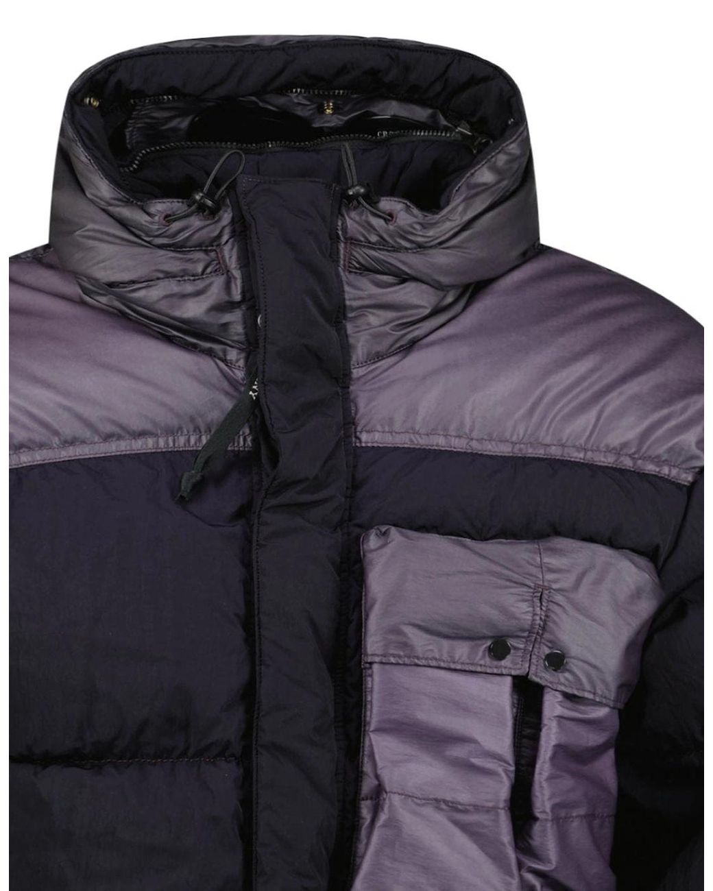 C P Company Black Eco Chrome R Mixed Goggle Down Jacket Nightshade for men