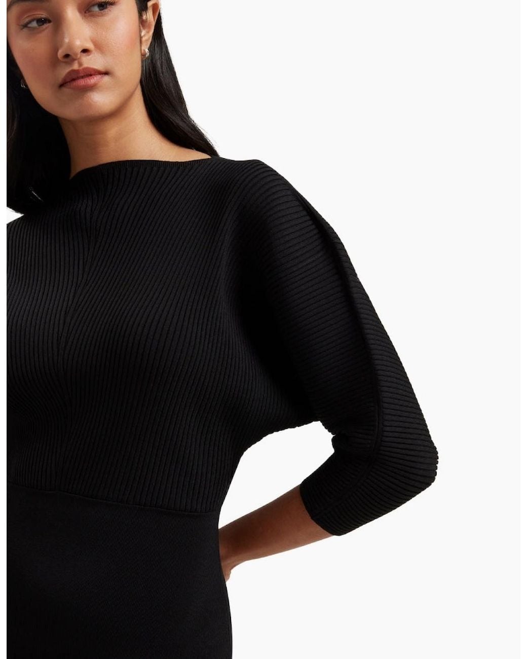 Ted Baker Black Vanitha Sculptured Rib Knitted Maxi Dress
