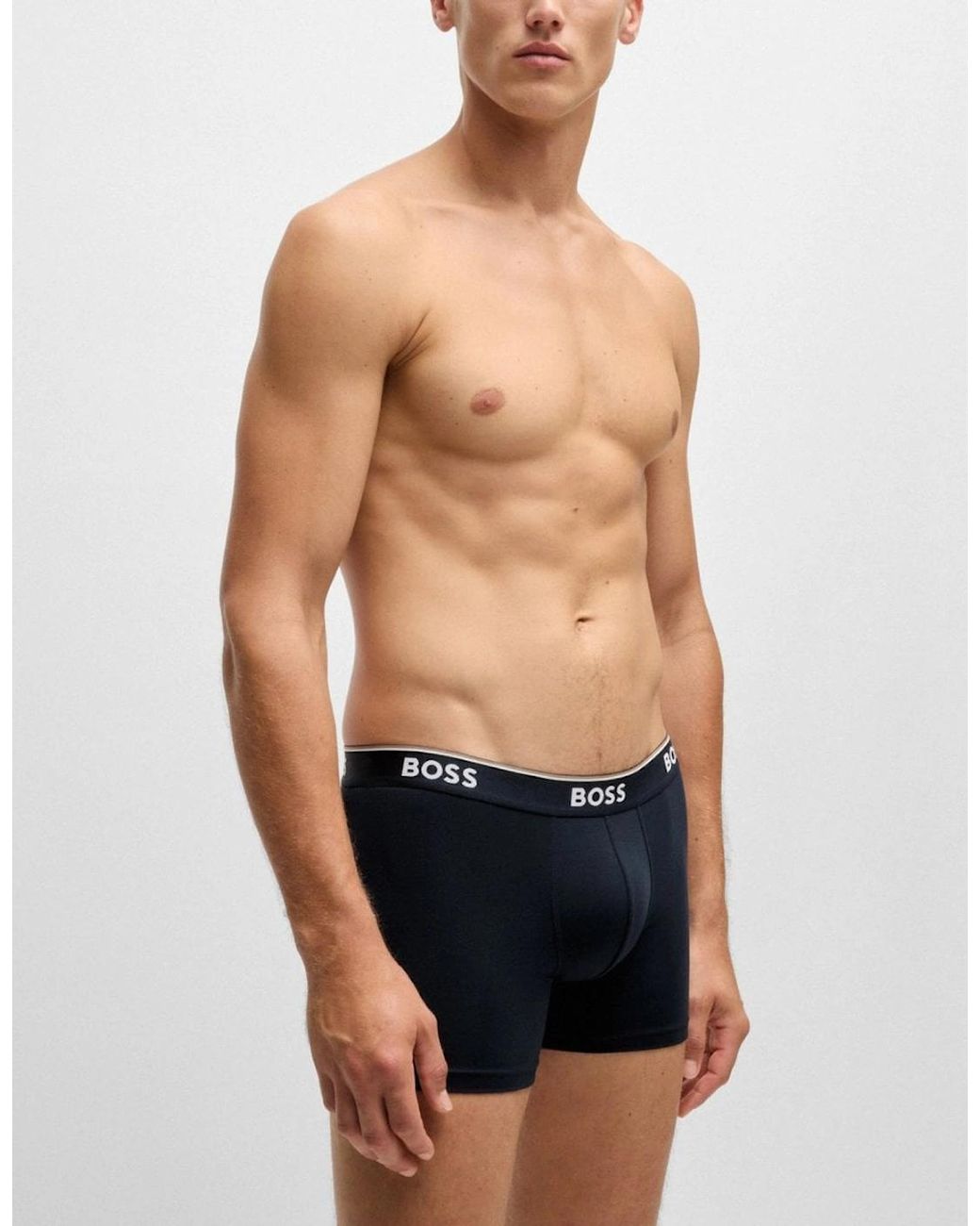 Boss Black Boss Power Three Pack Stretch Cotton Boxer Briefs With Logos for men