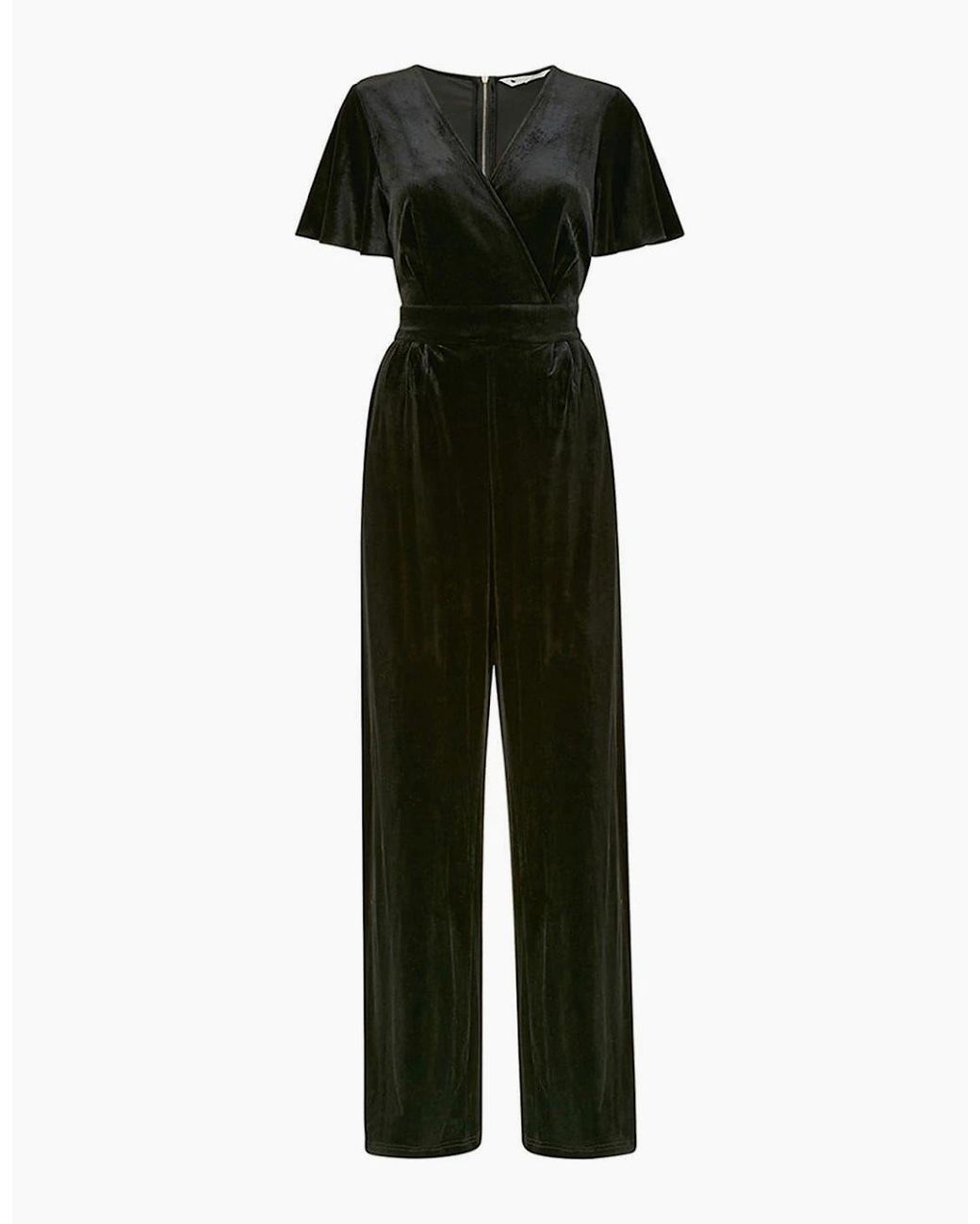Yumi' Black V Neck Wrap Jumpsuit With Angel Sleeves
