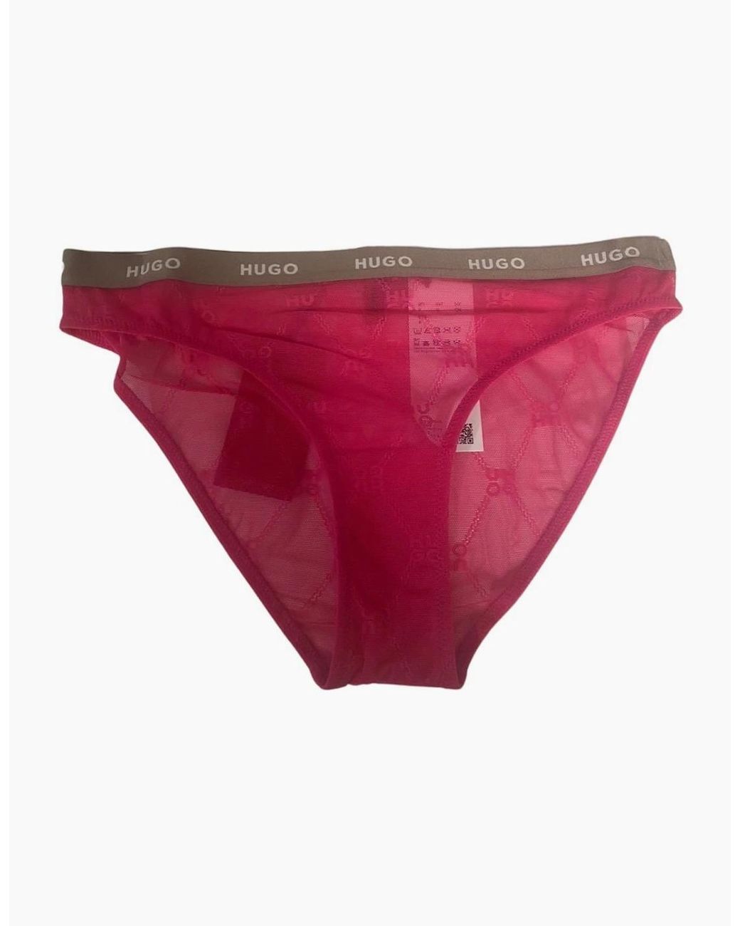 Boss Pink Sporty Logo Lace Brief, Bright